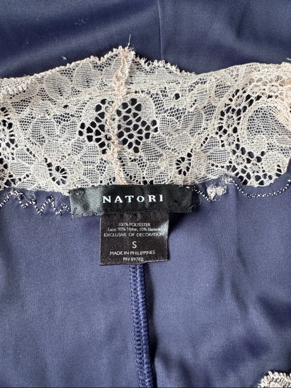 Natori‎ Enchanted blue satiny lace trimmed chemise EUC size small